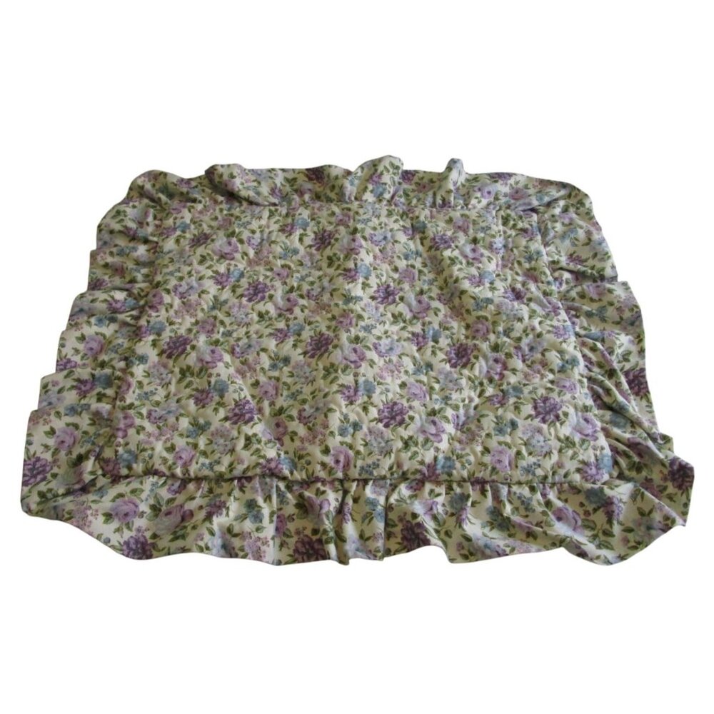 Quaker Lady Waverly Fabrics Quilted Floral Pillow Sham Vintage Purples GUC